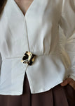 Off White Buckle Detail Top