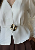 Off White Buckle Detail Top