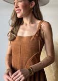 Faux Suede Mix Media Corset Midi Dress