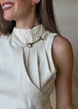Gold Details Beige Top