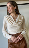 Draped Long Sleeve Blouse
