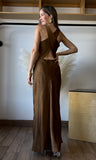 Satin Golden Mocha Maxi Dress