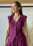 Solid V-neck Line Vest