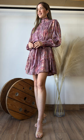 Front Button Ruffled Mini Dress