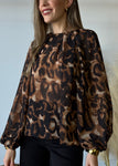 Brown Animal Print Blouse