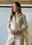 Textured Knit Eyelet Tie Top