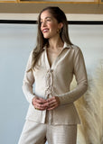 Textured Knit Eyelet Tie Top