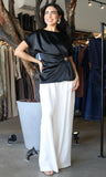Gathered Metal Trim Short Sleeve Top