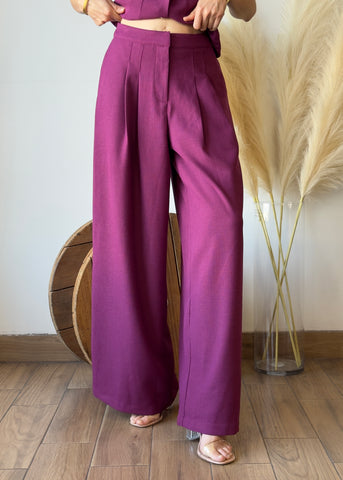 Solid Berry Pants Set
