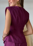 Solid V-neck Line Vest