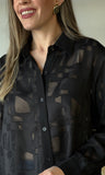 Black Long Sleeve Button Blouse