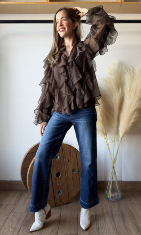 Layered Ruffle Chiffon Blouse
