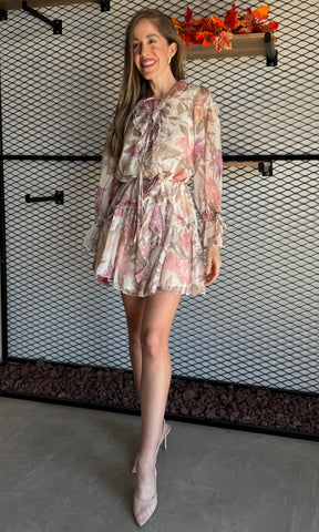 Floral Chiffon Wrap Dress
