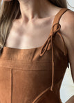 Faux Suede Mix Media Corset Midi Dress
