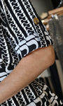 Border Printed Short Sleeve Blouse