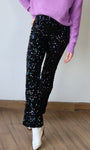 Velvet Sequence Lined Straight Pants