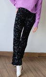 Velvet Sequence Lined Straight Pants