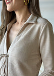 Textured Knit Eyelet Tie Top