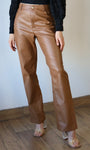 Pu High-Waist Straight Pants