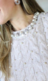 Pearl Detail Short Sleeve Sweater