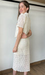 Floral Lace Button-front Midi Skirt