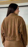 Stud Detail Zipper Front Suede Jacket