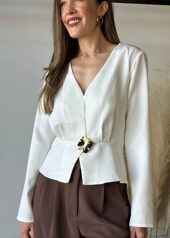 Off White Buckle Detail Top