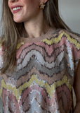 Blush Multi-Colored Sequin Blouse