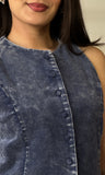 Mineral Washed Sleek Buttoned Vest