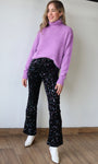 Velvet Sequence Lined Straight Pants