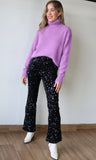 Velvet Sequence Lined Straight Pants