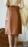 Faux Leather Button Skirt