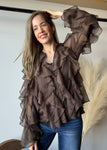 Layered Ruffle Chiffon Blouse