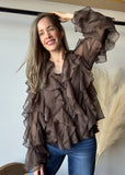 Layered Ruffle Chiffon Blouse