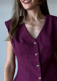 Solid V-neck Line Vest