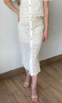 Floral Lace Button-front Midi Skirt